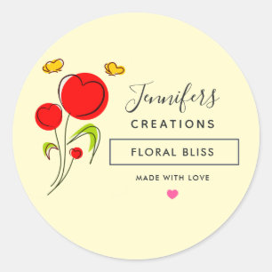 Cute Red Heart Flowers kaarle Soap Scent Ronde Sticker