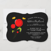 Cute Red Heart Flowers Moederdag Brunch Kaart (Voorkant)