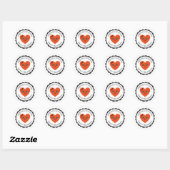 Cute Red Heart gemaakt met liefde Ronde Sticker (Vel)