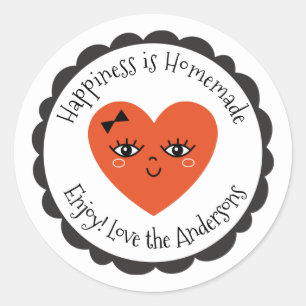 Cute Red Heart gemaakt met liefde Ronde Sticker