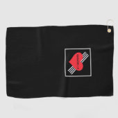 Cute Red Heart, gepersonaliseerde naam Cool Chic v Golfhanddoek (Horizontaal)