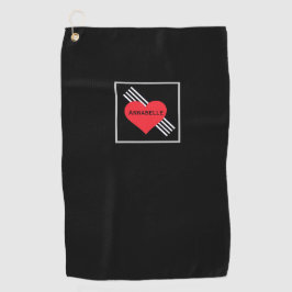 Cute Red Heart, gepersonaliseerde naam Cool Chic v Golfhanddoek