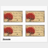 Cute Red Heart Leaf Tree Weddings Rechthoekige Sticker (Vel)