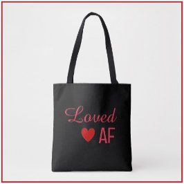 Cute Red Heart Loved AF Canvas tas