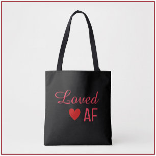 Cute Red Heart Loved AF Canvas tas