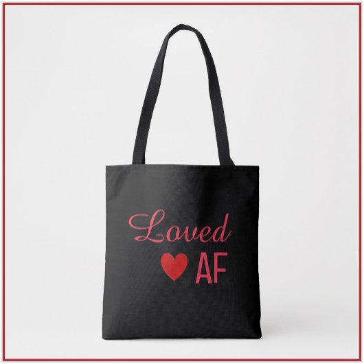 Cute Red Heart Loved AF Canvas tas