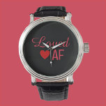Cute Red Heart Loved AF Horloge<br><div class="desc">Cute LOVED AF met rood hart en letters.</div>