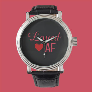 Cute Red Heart Loved AF Horloge