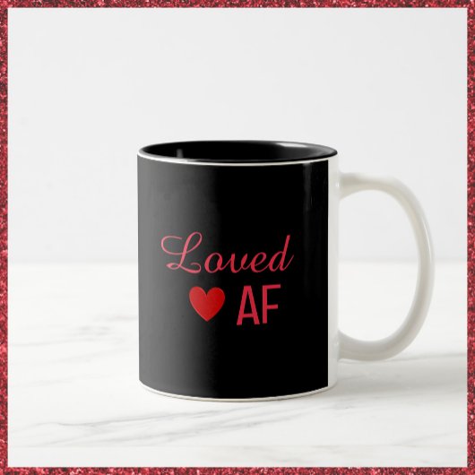 Cute Red Heart Loved AF Tweekleurige Koffiemok