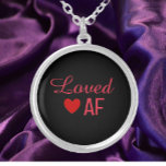 Cute Red Heart Loved AF Zilver Vergulden Ketting<br><div class="desc">Cute LOVED AF met rood hart en letters.</div>