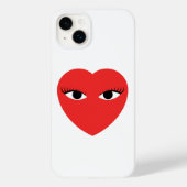 Cute Red Heart met Eyes in witte iPhone Case (Achterkant)