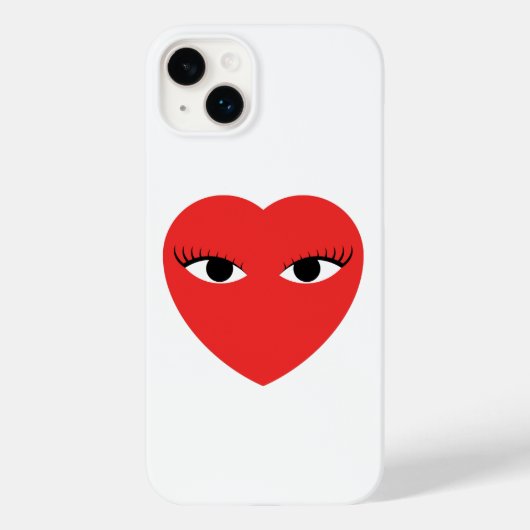 Cute Red Heart met Eyes in witte iPhone Case (Achterkant)