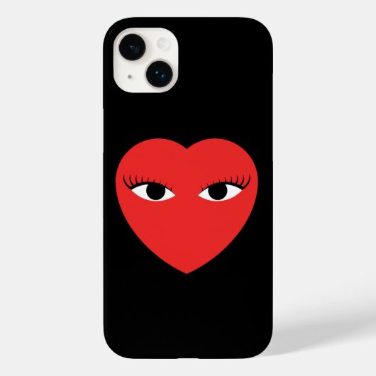 Cute Red Heart met Eyes iPhone Case (Achterkant)