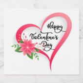 Cute Red Heart met Happy Valentijnsdag Sparkling Wijnetiket (Enkel label)