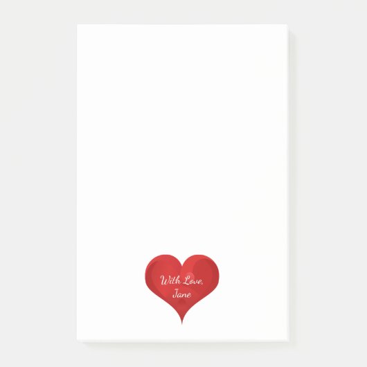 Cute Red Heart met Love Typography Valentijn Name Post-it® Notes (Voorkant)