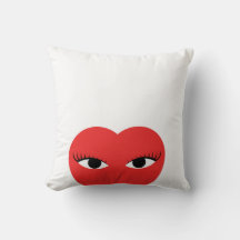 Cute Red Heart met ogen op wit Sierkussen