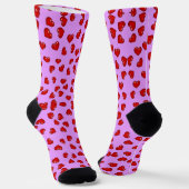 Cute Red Heart motief op paars Sokken (Gebogen)