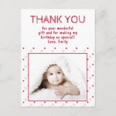 Cute Red Heart Pattern Foto Birthday Dank u Briefkaart (Voorkant)