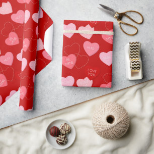 Cute Red Heart Pattern XOXO Valentijnsdag Cadeaupapier