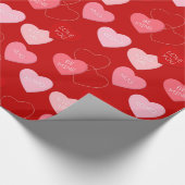 Cute Red Heart Pattern XOXO Valentijnsdag Cadeaupapier (Hoek)
