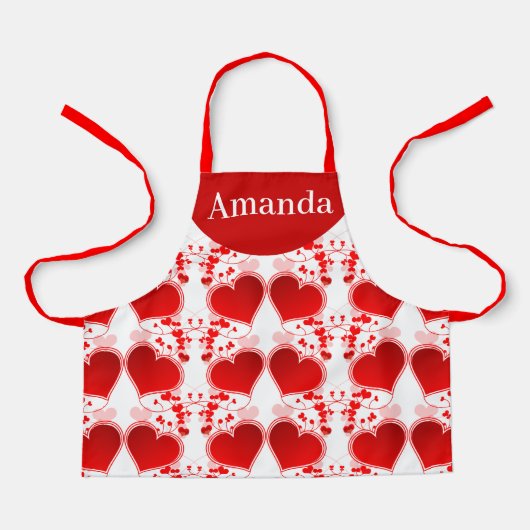 Cute Red Heart Personalized Valentine's Day  Schort (Voorkant)