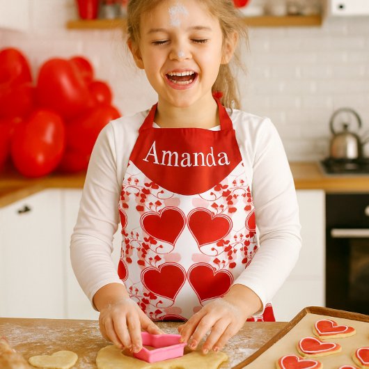 Cute Red Heart Personalized Valentine's Day  Schort