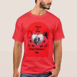 Cute Red Heart Photo Cupid Happy Valentines Day T-shirt