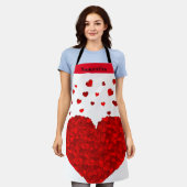 Cute Red Heart Valentijn op persoonlijke titel Schort (Gedragen)