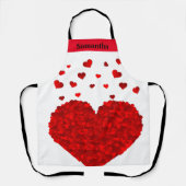 Cute Red Heart Valentijn op persoonlijke titel Schort (Voorkant)