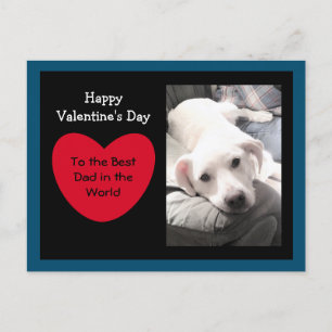 Cute Red Heart Valentijnsdag White Dog Blue Briefkaart