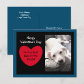 Cute Red Heart Valentijnsdag White Dog Blue Briefkaart (Voorkant / Achterkant)
