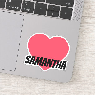 Cute Red Heart voornaam met zwarte Sticker