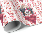 Cute Red Hearts Bernese Hondenliefhebber Valentijn Cadeaupapier (Rol Hoek)