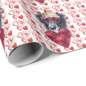 Cute Red Hearts Border Collie Hondenliefhebber Val Cadeaupapier (Rol Hoek)