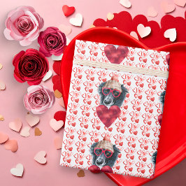 Cute Red Hearts Border Collie Hondenliefhebber Val Cadeaupapier