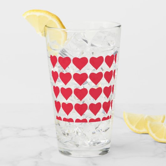 ❤️ Cute Red Hearts Drink Glas (Voorkant ijs)