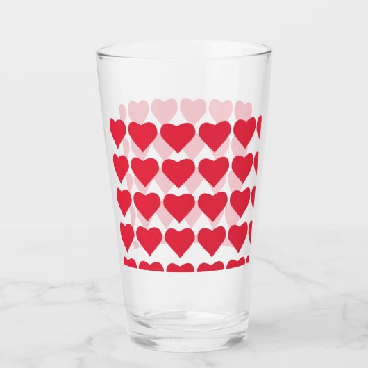 ❤️ Cute Red Hearts Drink Glas (Voorkant)