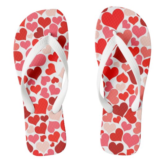 Cute Red Hearts Illustratie Teenslippers (Voetbed)