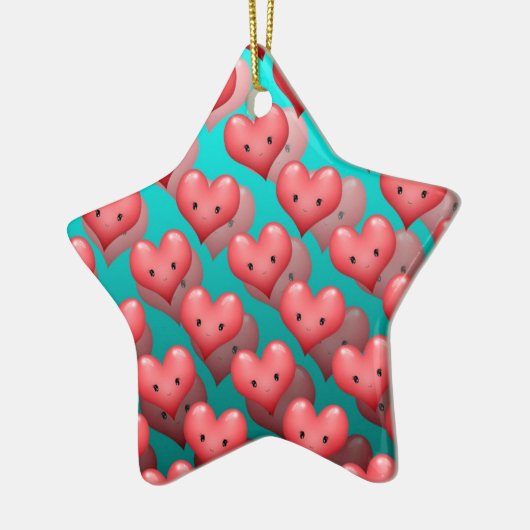 Cute Red Hearts Keramisch Ornament (Links)