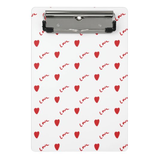 Cute Red Hearts on White Background | Valentine Mini Klembord (Voorkant)