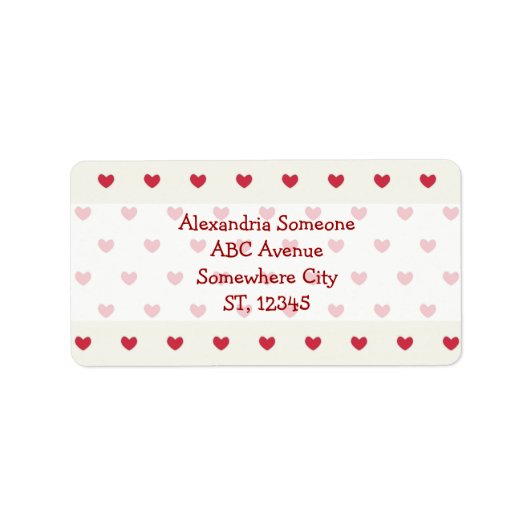 Cute Red Hearts Patroon Etiket (Voorkant)