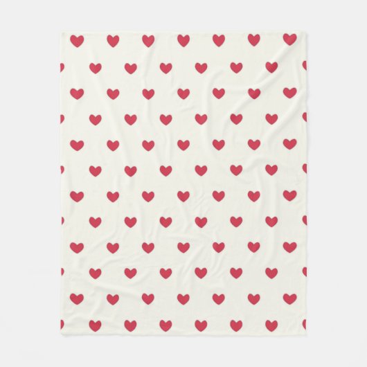 Cute Red Hearts Patroon Fleece Deken (Voorkant)