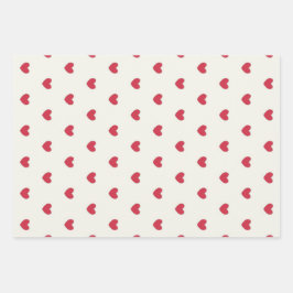 Cute Red Hearts Patroon Inpakpapier Vel