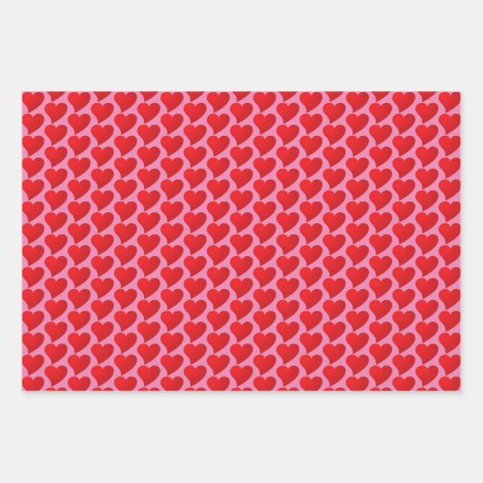 Cute Red Hearts-patroon Moderne Valentijnsdag Inpakpapier Vel (Voorkant 2)