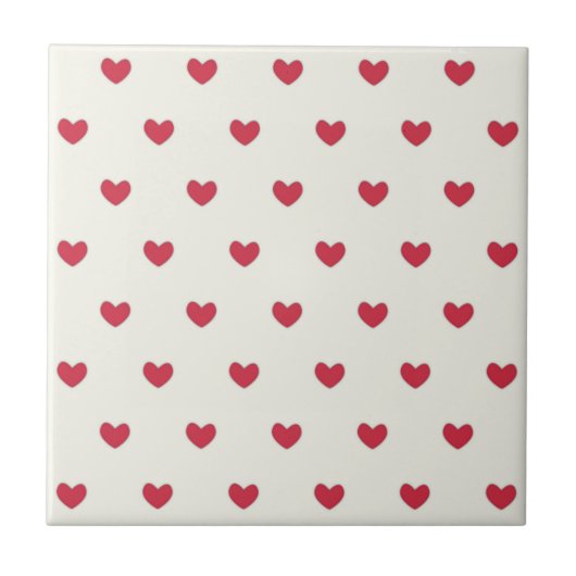 Cute Red Hearts Patroon Tegeltje (Voorkant)