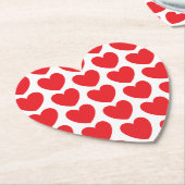 Cute Red Hearts Pattern Cust. BG Heart Onderzetter (Gekanteld)