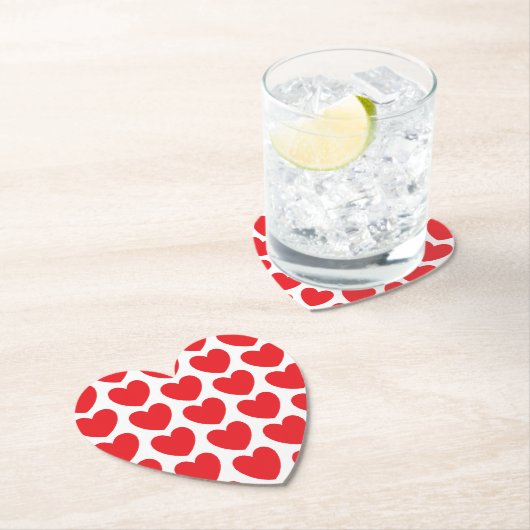 Cute Red Hearts Pattern Cust. BG Heart Onderzetter (Insitu)