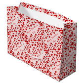 Cute Red Hearts Pattern Happy Valentine Day Groot Cadeauzakje (Achterkant Gekanteld)