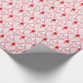 Cute Red Hearts Pattern Valentijn Cadeaupapier (Hoek)