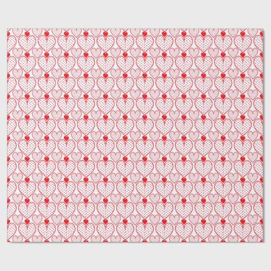 Cute Red Hearts Pattern Valentijn Cadeaupapier (Vlak)